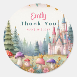Fairy Princess Thank You Favour Fairycore Fairytal Classic Round Sticker