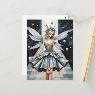 Fairy queen in the upcycled fashions show postcard