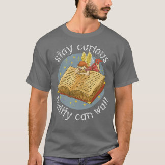 Fairy ReadingBook Lover Cottagecore AestheticCurio T-Shirt