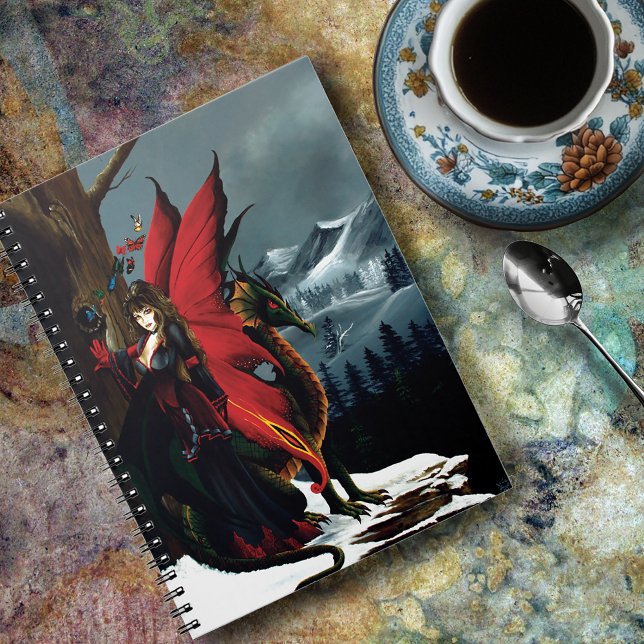 Fairy Red Dragon Fantasy Spring Spiral Notebook (Creator Uploaded)