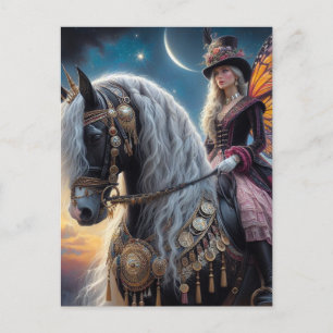 Fairy Rides a Gypsy Vanner Horse Postcard