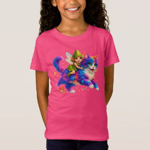 Fairy Riding Colorful Cat T-Shirt – Cute FaT-shirt