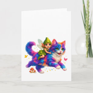 Fairy Riding Colorful Cat T-Shirt – Cute FaT-shirt Card