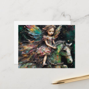 Fairy Riding Her Green Pony Postcard