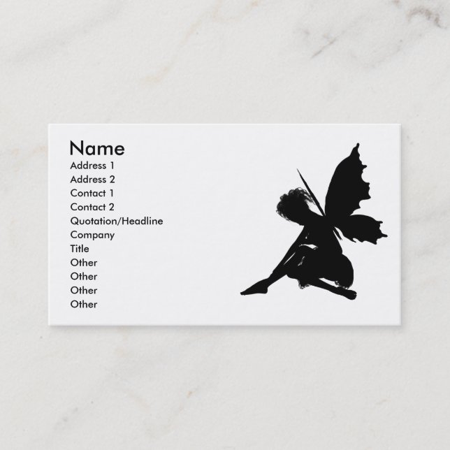 Fairy Silhouette Pose 30 Business Card (Front)