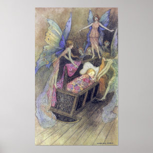 Fairy Singing to Baby by Warwick Goble Poster