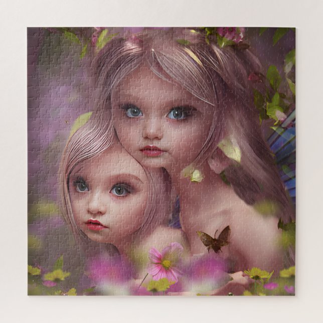Fairy Sisters Amongst the Flowers in the Forest Jigsaw Puzzle (Vertical)
