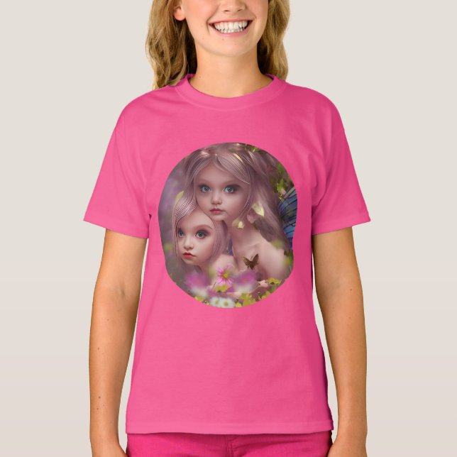 Fairy Sisters Amongst the Flowers in the Forest T-Shirt (Front)
