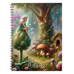 Fairy sitting on an Artichoke Magical Personalised Notebook