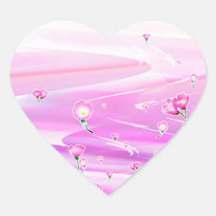 Fairy Sky River Spring Flower Heart Sticker