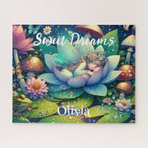 Fairy Sleeping on a Flower Fairytale Personalised Jigsaw Puzzle