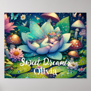 Fairy Sleeping on a Flower Fairytale Personalised Poster