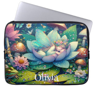 Fairy Sleeping on a Flower Personalised Laptop Sleeve