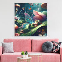 Fairy Sleeping on a Mushroom | Blank