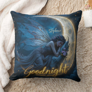 Fairy Sleeping on Crescent Moon Goodnight Cushion