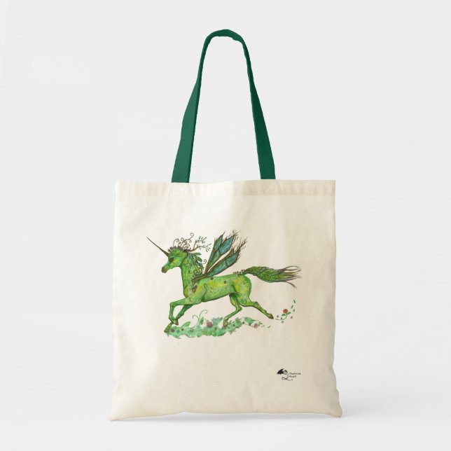 Fairy Spell Unicorn Magical Princess Green Plant Tote Bag (Front)