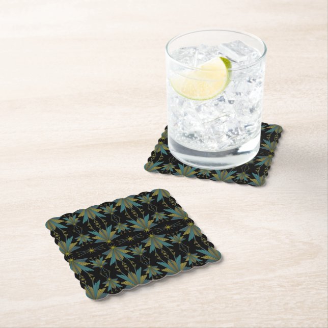 Fairy Stars Black Paper Coasters (Insitu)