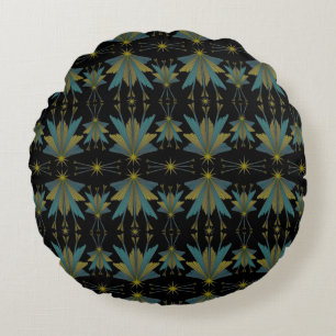 Fairy Stars Black Round Throw Pillow