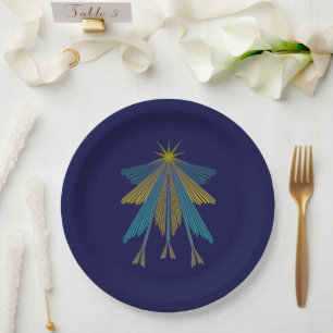 Fairy Stars Navy 9" Paper Plate