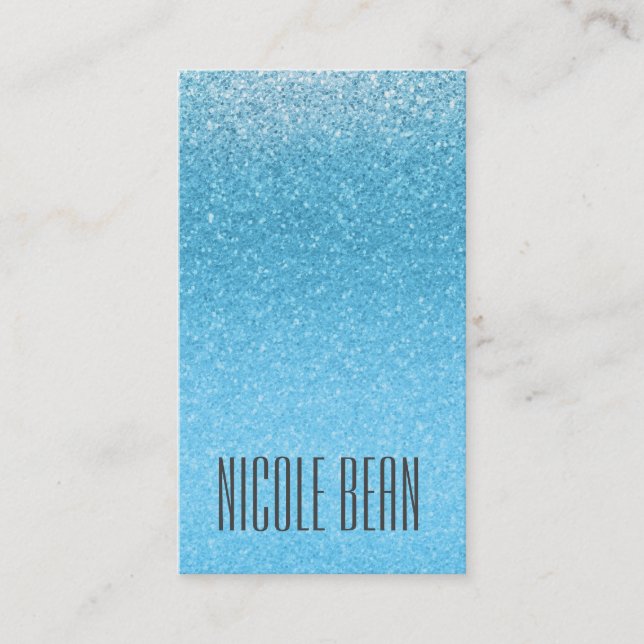 Fairy Tale Blue Glitter Glam Glamour Chic Custom Business Card (Front)
