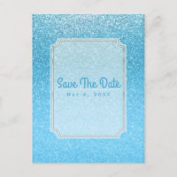 Fairy Tale Blue Glitter Glam Party Save the Date