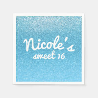 Fairy Tale Blue Glitter Sweet 16 Birthday Party