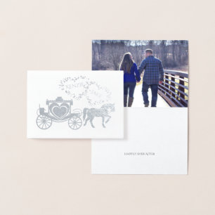 Fairy Tale Carriage Happily Ever After Thank You Foil Card