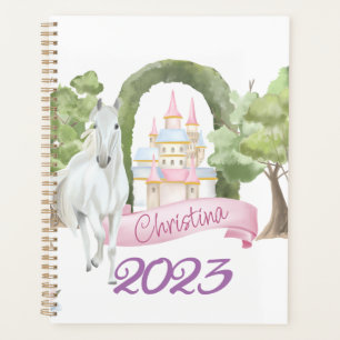 Fairy Tale Castle and White Horse Watercolor Planner