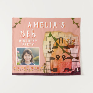 Fairy Tale Castle Door Flower Birthday Party Photo Tapestry