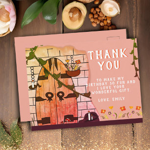 Fairy Tale Castle Door Flower Birthday Thank you Postcard