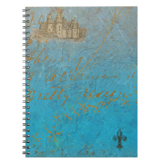 Fairy Tale Castle & Fleur de lis Spiral Notebook