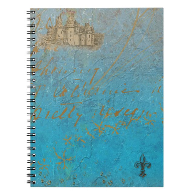Fairy Tale Castle & Fleur de lis Spiral Notebook (Front)