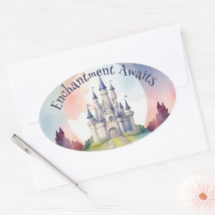 Fairy Tale Castle Party Oval Sticker