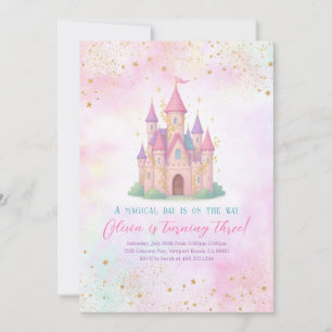 Fairy Tale Castle Pink Birthday Party Invitation