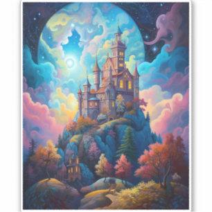 Fairy Tale Castle Pink White Gold Fantasy Art