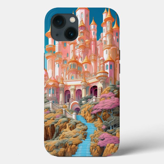 Fairy Tale Castle Pink White Gold Fantasy Art Case-Mate iPhone Case (Back)