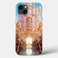 Fairy Tale Castle Pink White Gold Fantasy Art