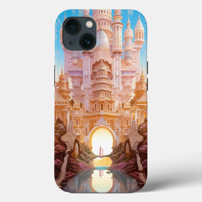 Fairy Tale Castle Pink White Gold Fantasy Art Case-Mate iPhone Case (Back)
