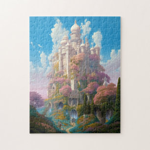 Fairy Tale Castle Pink White Gold Fantasy Art Jigsaw Puzzle