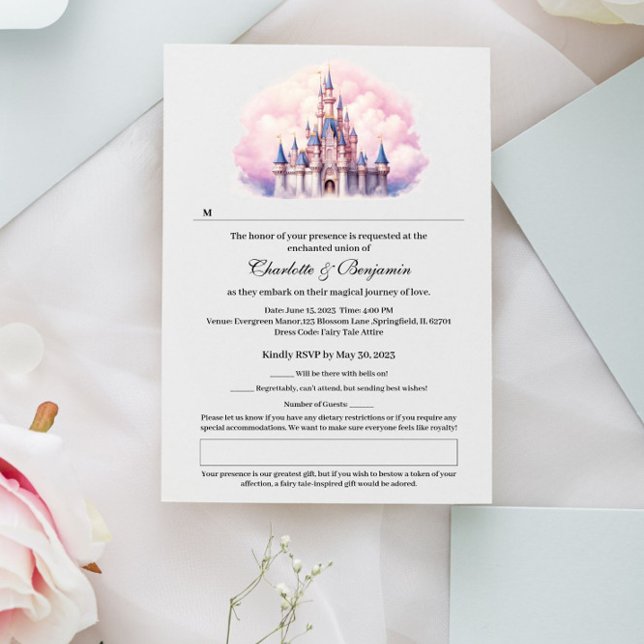 Fairy Tale Castle Theme Wedding RSVP Card (Creator Uploaded)