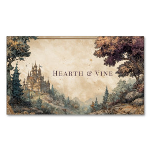 Fairy Tale Castle Vintage Scroll Frame Magnetic Business Card