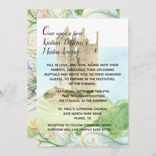 Fairy tale Castle Wedding Invitation (Front/Back)
