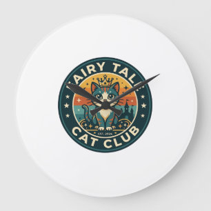 Fairy Tale Cat Cute Kitty Design - Fairy Tale Cat  Large Clock