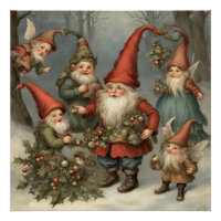 Fairy Tale Christmas Gnomes in the Forest 
