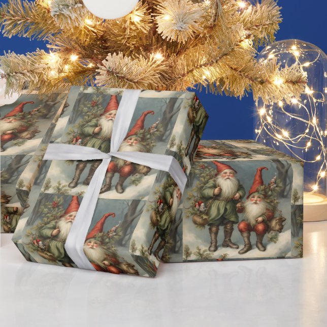 Fairy Tale Christmas Gnomes in the Forest Wrapping Paper (Holidays)