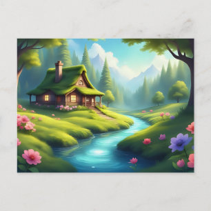 Fairy Tale Cottage by the River  Postcard