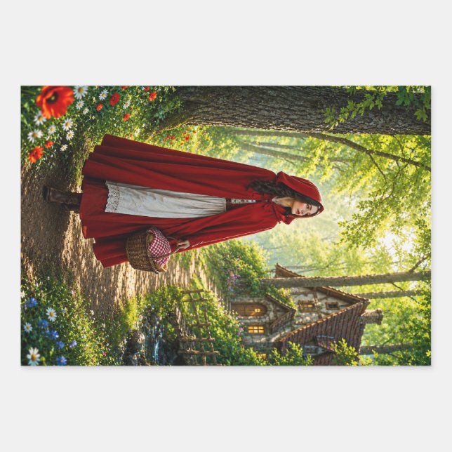 Fairy Tale Dreams In Red Wrapping Decoupage Paper (Front)