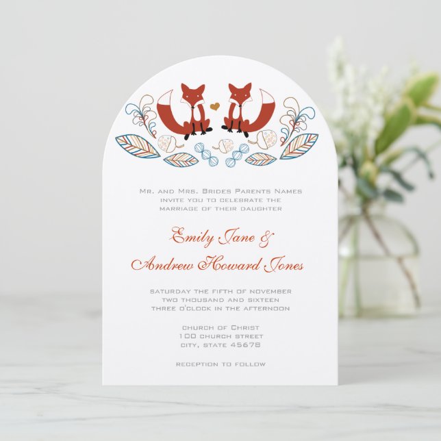 Fairy Tale Forest Fox Wedding Invitation (Standing Front)