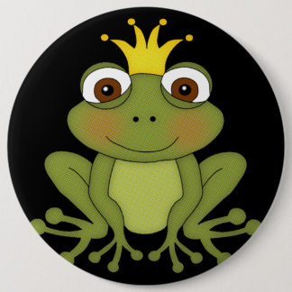 Fairy Tale Frog Prince with Crown 6 Cm Round Badge