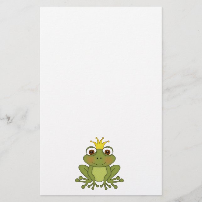 Fairy Tale Frog Prince with Crown Stationery (Front)